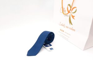 Cravate mini carreaux en soie (tu / marine)